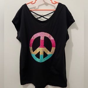 Peace sign Sequin Flip top